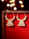 Gold plated Mini Fresh Water Pearls Bali Jhumkis Kundan Earrings