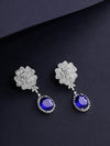 Exquisite Purple Floral American Diamonds Drop Earrings