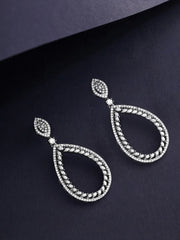 Elegant Silver American Diamond Drop Earrings