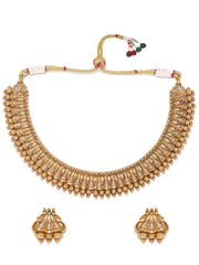 22K Gold Plated Studded Teample Necklace Set