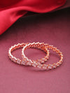 Set Of 2 Rose Gold-Plated Baguette Cut American Diamond Studded Bangles