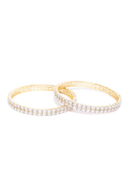 Set Of 2 Gold-Plated American Diamond Studded Bangles