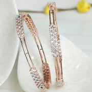 Elegant Floral American Diamond Rose Gold Bangles Set of 2