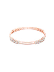 Elegant Floral American Diamond Rose Gold Bangles Set of 2