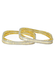 Baguette American Diamond Gold-Plated Bangle Set of 2