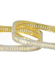 Baguette American Diamond Gold-Plated Bangle Set of 2