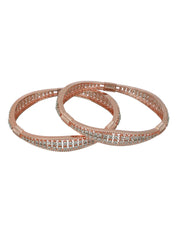 Elegant American Diamond Rose Gold-Plated Bangle Set of 2