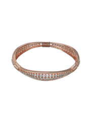 Elegant American Diamond Rose Gold-Plated Bangle Set of 2