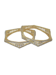 Hexagon American Diamond Gold-Plated Bangle Set of 2