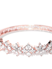 Rose Gold-Plated American Diamond Bracelet in Floral Pattern