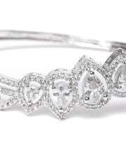 American Diamond Silver Plated Bangle Style Bracelet