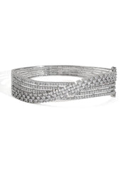 American Diamond Brilliance Adorns Our Silver-Plated Bracelet