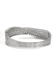 American Diamond Brilliance Adorns Our Silver-Plated Bracelet