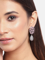 Silver-Plated Artificial Stone Studded Drop earrings