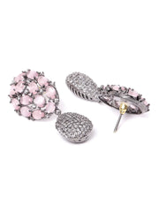 Silver-Plated Artificial Stone Studded Drop earrings