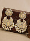 Kundan Studded and Beaded Peach Colored Earrings