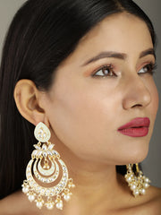 Kundan Studded and beaded Chandbali Earring