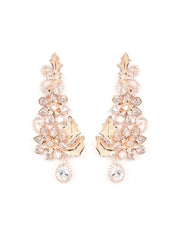 Rose Gold Plated American Diamond Floral Drop Earring