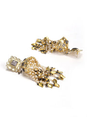 Saanjh Swar-Grey Stones Beads Gold Plated Jhumka Earring