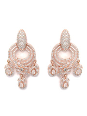 Elegant American Diamond Rose Gold Floral Drop Earring