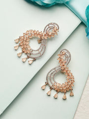 Contemporary Peach American Diamond Floral Drop Earrings