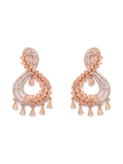 Contemporary Peach American Diamond Floral Drop Earrings