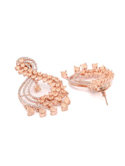 Contemporary Peach American Diamond Floral Drop Earrings