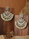 White Kundan Pearl Gold-Plated Chandbali Earrings