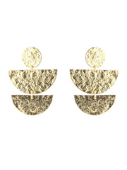 Stylish Multilayer Hammered Gold-Plated Drop Earrings