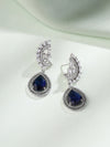 Silver-Plated American Diamond and Stunning Blue Diamond Earrings