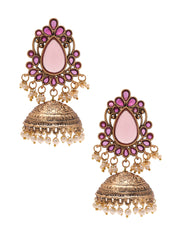 Pink Stoned Jhumkas