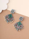 Floral green and Pink Earrings