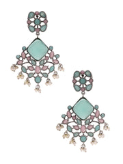 Floral green and Pink Earrings