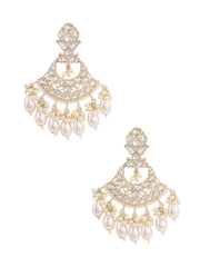 Pearl Kundan Floral Earrings