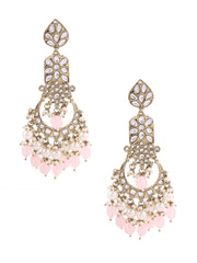 Kundan and Pink Beads Elegant Earrings