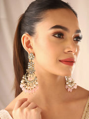 Kundan and Pink Beads Elegant Earrings