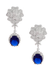 Exquisite Purple Floral American Diamonds Drop Earrings