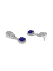 Exquisite Purple Floral American Diamonds Drop Earrings