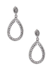 Elegant Silver American Diamond Drop Earrings