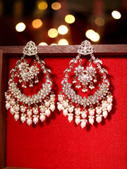 Floral Design Kundan Fresh Water Pearls Finest Chandbali elegance earrings