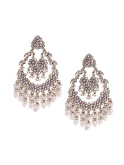 Floral Design Kundan Fresh Water Pearls Finest Chandbali elegance earrings