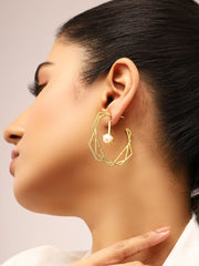 Gold-Plated Geometric Half Hoop Earrings