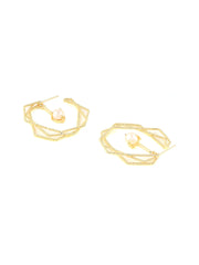 Gold-Plated Geometric Half Hoop Earrings