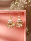 White Kundan Fresh Water Pearls hanging Gold Plated Jhumka earrings