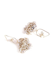 White Kundan Fresh Water Pearls hanging Gold Plated Jhumka earrings