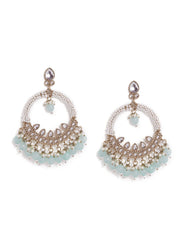 Aqua Beads Fresh Water Pearl Kundan Chandbali Gold Plated push back earrings