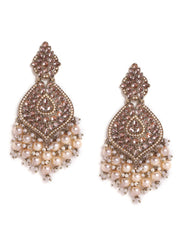 Gold kundan Fresh Water Pearls Drop style gold plated push back earrings