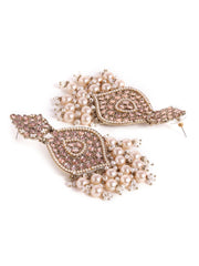 Gold kundan Fresh Water Pearls Drop style gold plated push back earrings