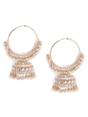 Gold plated Mini Fresh Water Pearls Bali Jhumkis Kundan Earrings