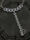 Blue Stone American Diamond Block Link Silver-Plated Hathphool